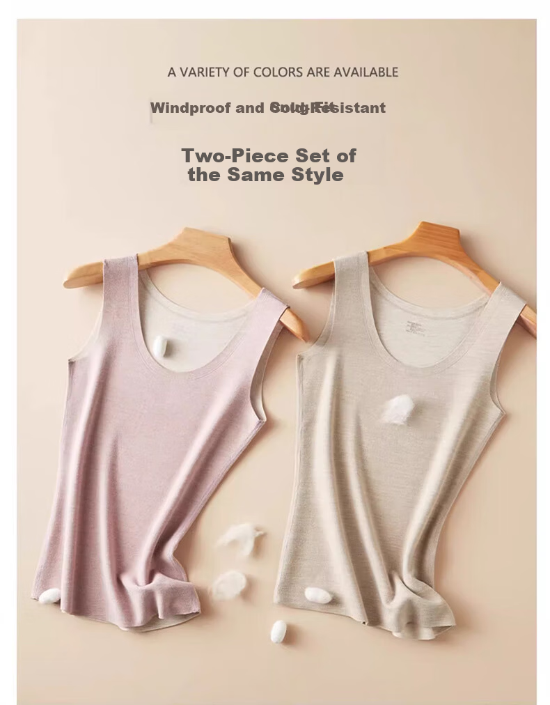 BOPRUIEY Women's Warm Vest Wool and Silk Seamless Fleece Quick Warmth Thermal Close-Fitting Underwear 12