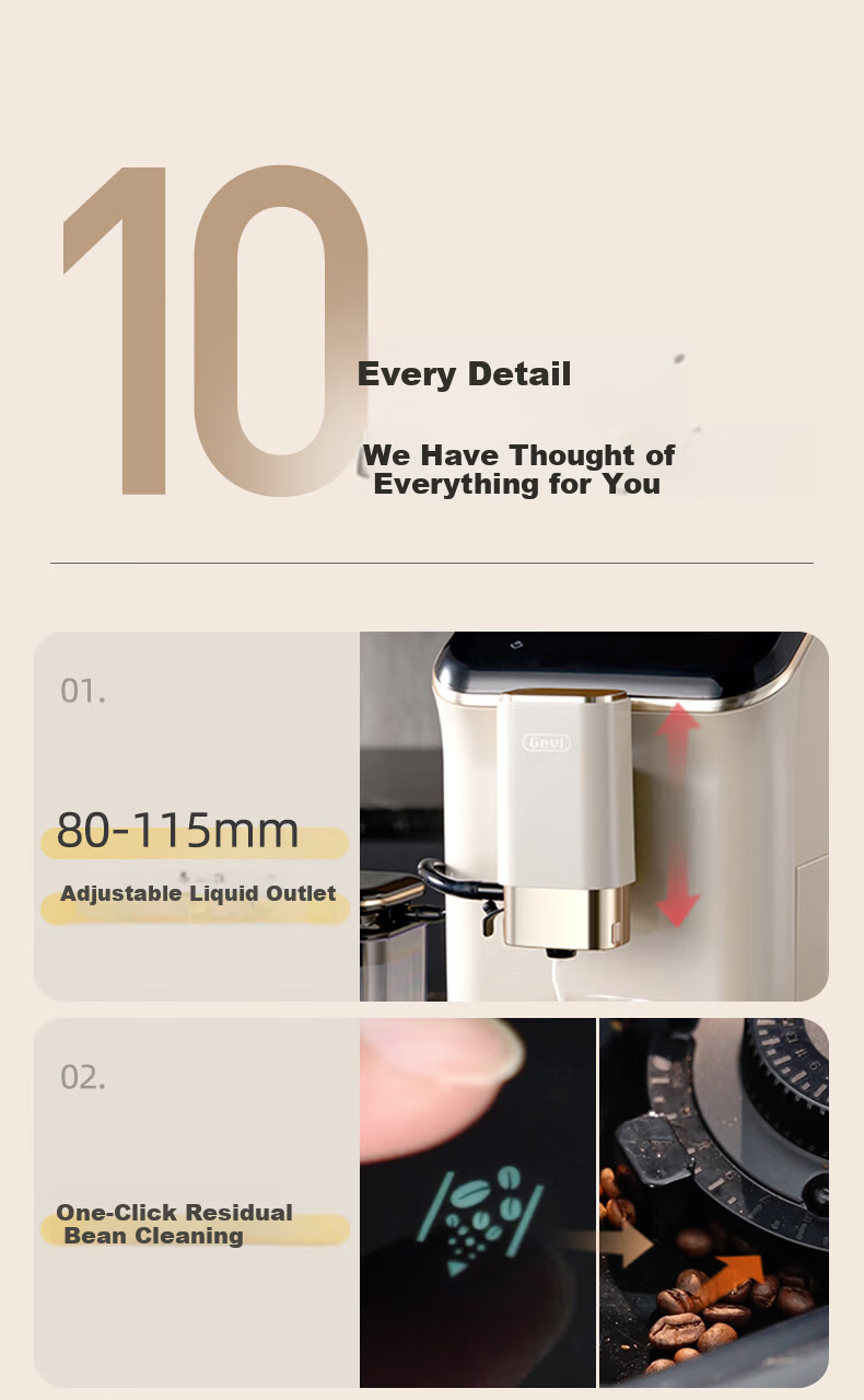 Gevi Fully Automatic Coffee Machine Small Grinder Integrated Italian American Coffee Dual Heating System GV-K01S One-Key Bean Cleaning [7-Day Free Trial] [Price Protection 618] 33