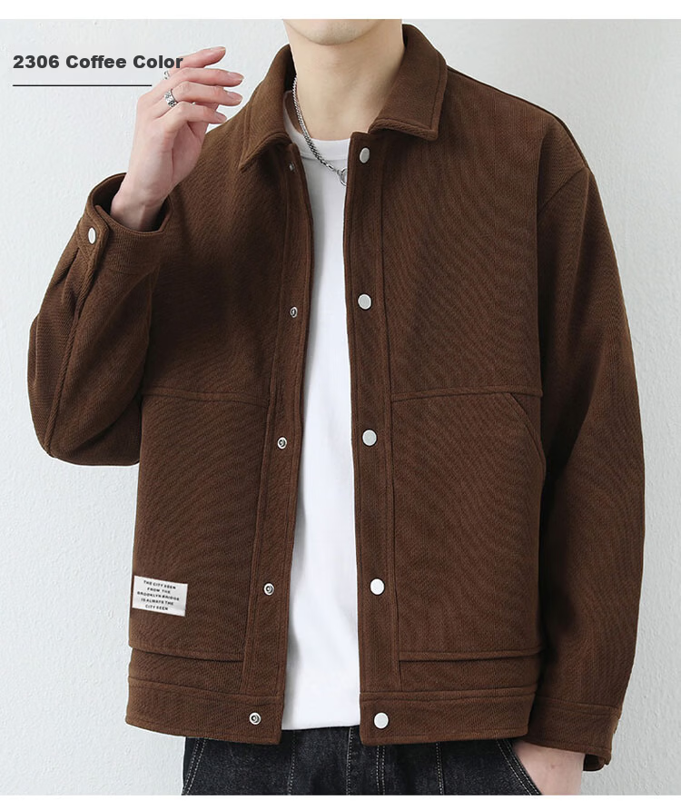 ROMON Men's Jacket, Spring And Autumn Casual Business Style, Youth Tobacco Jacket, Workwear Outerwear, Beige Color, Size 4XL 9
