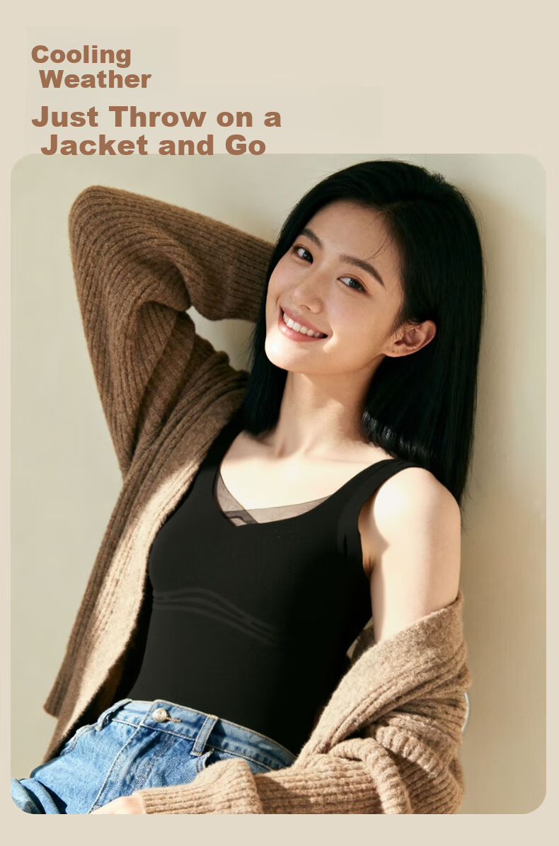 GUJIN Autumn Winter Warm Vest for Women with Built-in Chest Pad Wool Silk and German Velvet Underwear Bra-Free New Base Layer Shirt 9