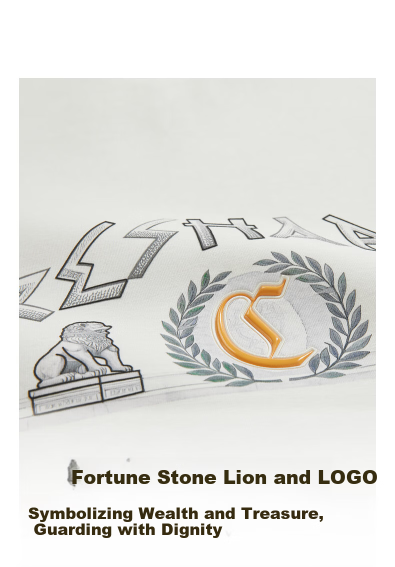 CABBEEN 320G Comfortable Air Layer Sweatshirt with Fortune Stone Lion and Logo Design Autumn Long Sleeve Sweatshirt 5