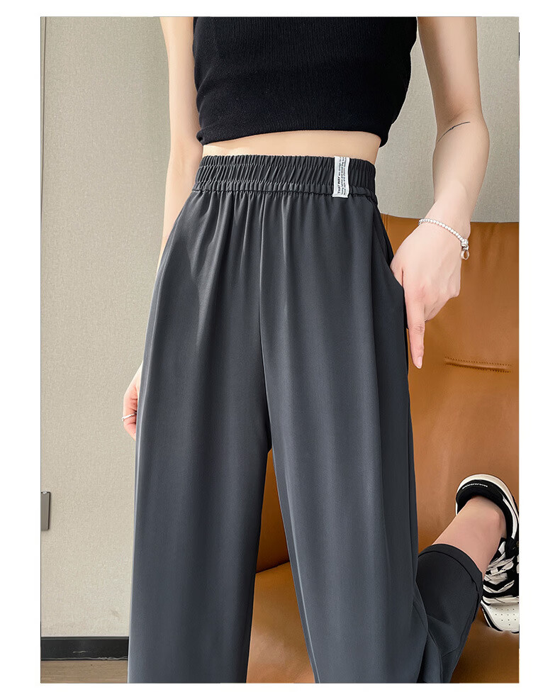 Langsha Women's Summer 2026 New Elastic High-Waist Petite Nine-Point Harem Suit Cigarette Pants Casual Commuter Trousers 15