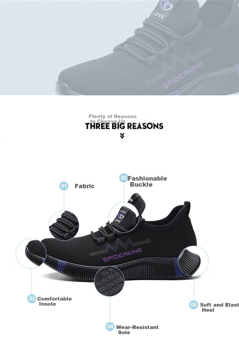 SPIDER KING Women's Casual Shoes, Spring And Autumn Season, Flyknit Mesh Breathable Women's Shoes, Outdoor Sports Middle-Aged And Elderly Mom Shoes, Black, Size 35 4