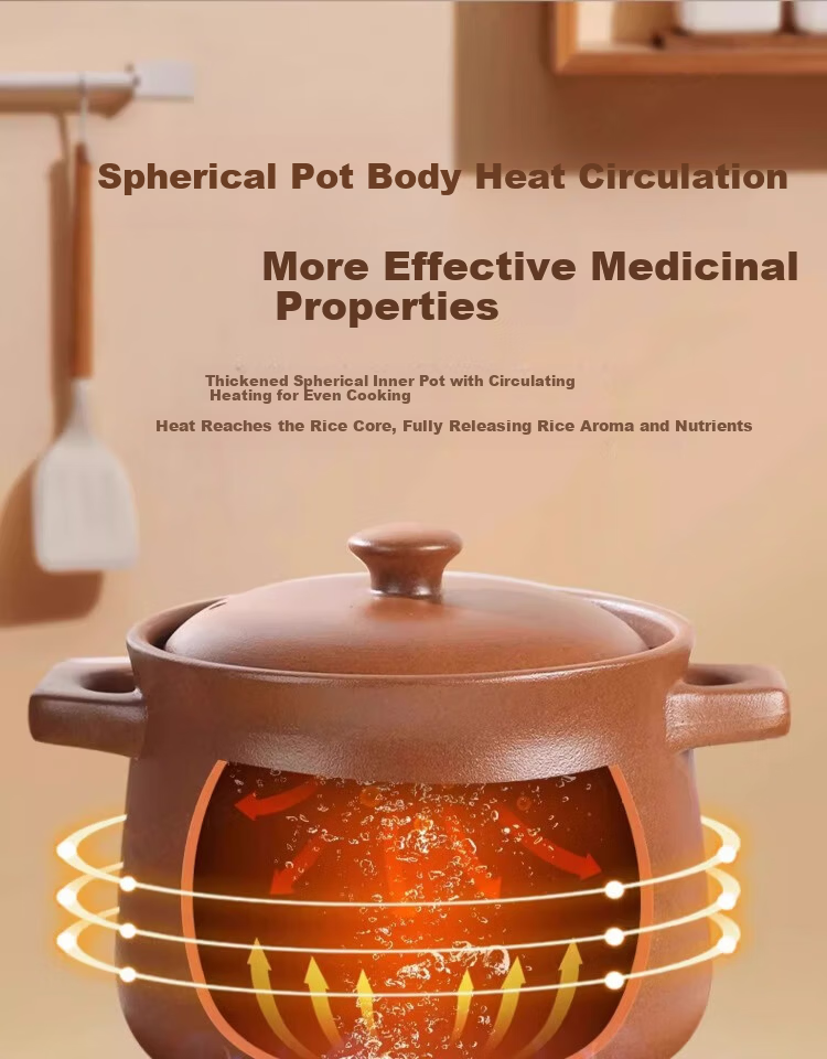 Pearson Unglazed Flat Clay Pot Soup Cooker Gas Stove Earthenware Stew Pot Household Traditional Health Soup Pot Stewing Pot 5L 20