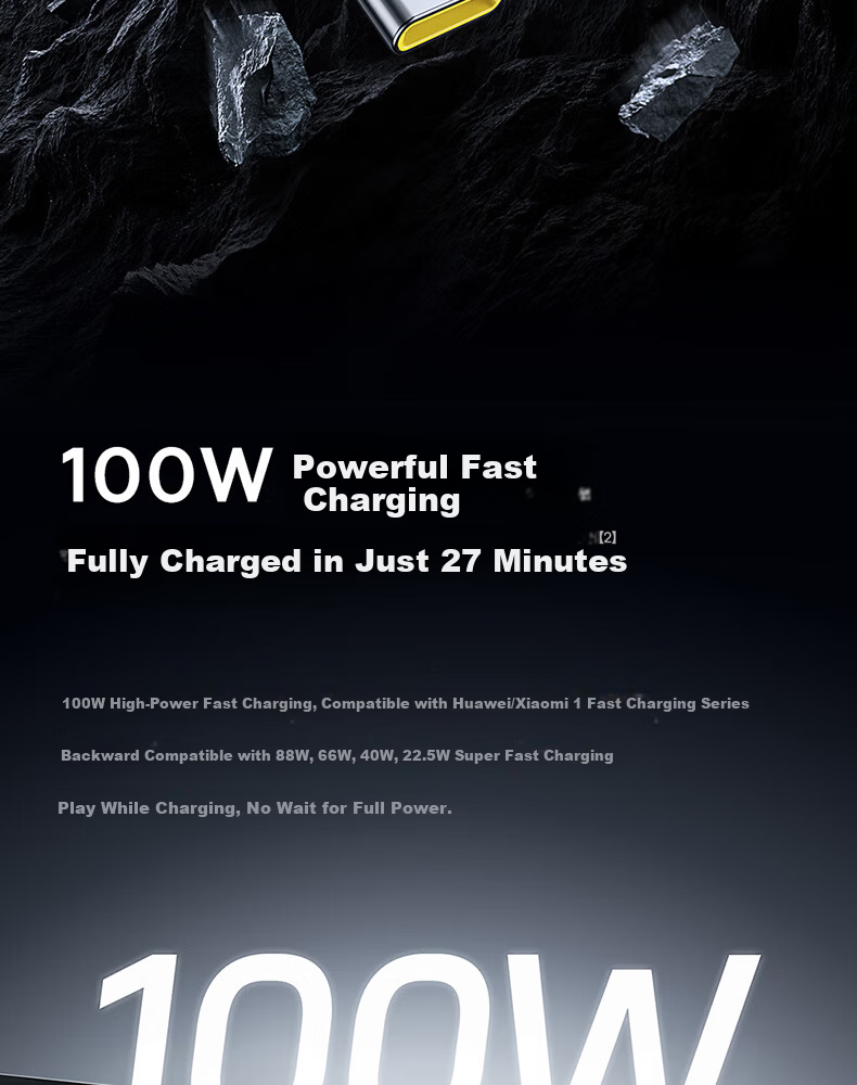 Baseus Type-C Data Cable, 6A Super Fast Charging 100W/66W, Suitable for Huawei Charging Cable P50/Mate60 Honor70Pro/50 Xiaomi Phone Cable Car Charger, Starry Black 5