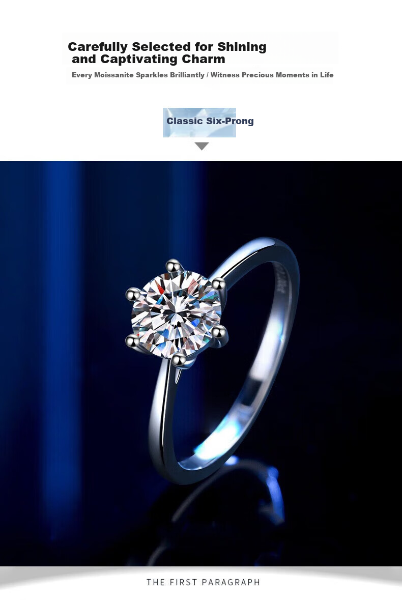 Zhoudajin CHOW TAI KING, One Carat Moissanite Diamond Ring, Sterling Silver Engagement Ring for Women, Qixi Valentine's Day Gift for Girlfriend Or Wife, Birthday Present 16