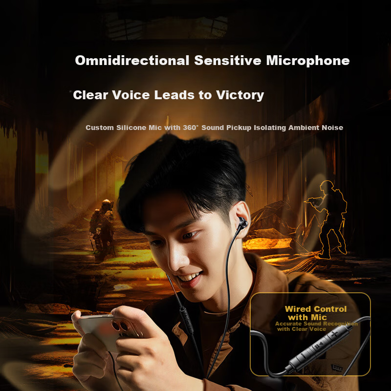 Ugreen Wired In-Ear Earphones 3.5mm Jack Gaming Music Headset with Mic Compatible with iPhone Huawei Xiaomi Oppo