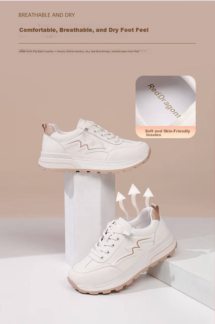 Red Dragonfly Women's Breathable Low-Cut Slip-On White Sneakers Lightweight Soft Sole Durable Casual Shoes EXB351081 Beige Size 40 4