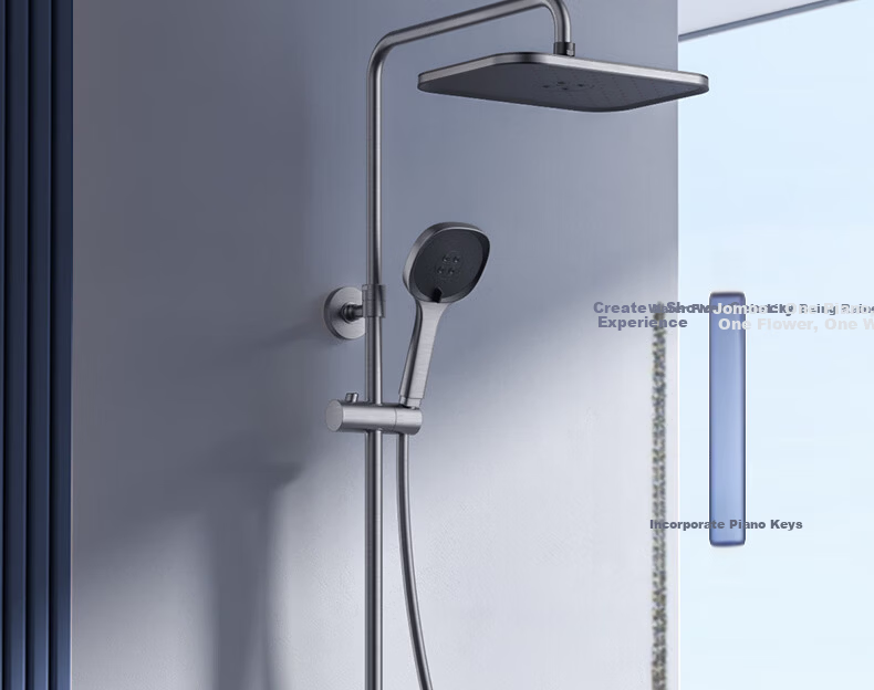 JOMOO Shower Set Gun Gray Piano Key Automatic Descaling Pure Copper Waterway Shower 36602-536/HBS-1 6