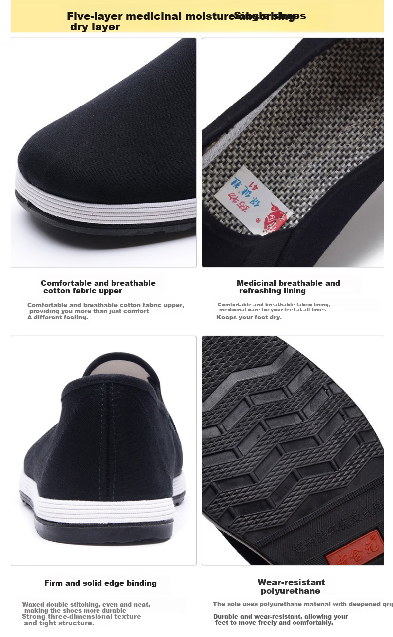 BUSHEYUAN Middle-aged and Elderly Men's Casual Slip-on Old Beijing Cloth Shoes 71x-7710 Black Size 38 1