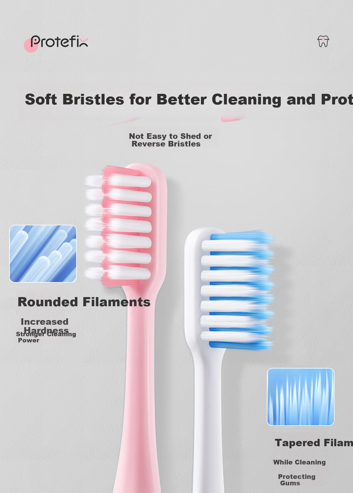 PROTEFIX Orthodontic Concave Toothbrush 4-Pack Soft Bristle Adult Braces Toothbrush Portable Teen Braces Cleaning Brush 5