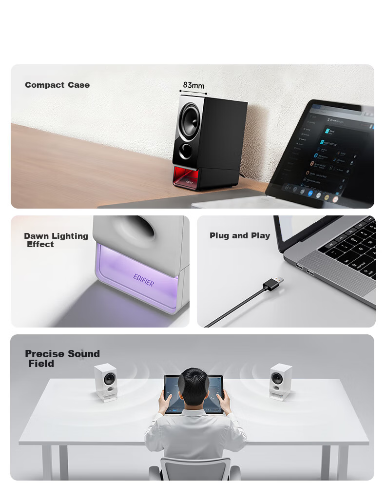 EDIFIER New R20 Desktop 2.0 Computer Speakers Wireless Bluetooth 6.0 RGB Ambient Lighting Black 2