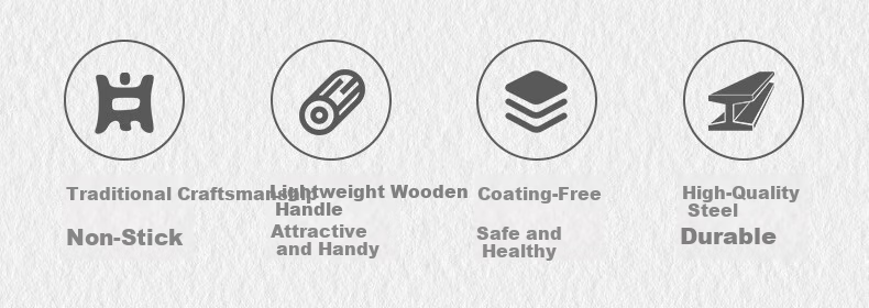 Lao Yiren Zhangqiu Iron Wok Pre-Seasoned No Coating Cast Iron Non-Stick Stir Fry Pan Hand-Forged Traditional Round Bottom Gas Stove Compatible 2