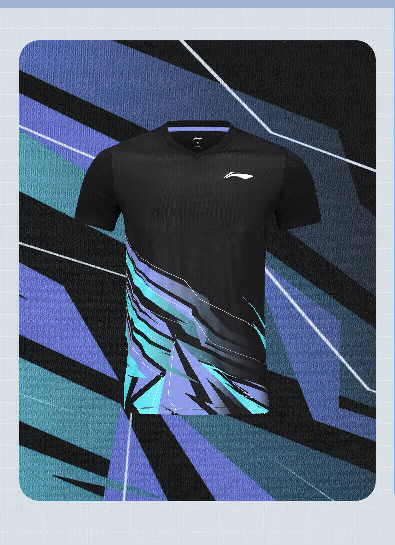 LI-NING Quick-Dry Breathable Badminton Shirt and Shorts Club Series Training Competition Team Uniform Set for Men 3