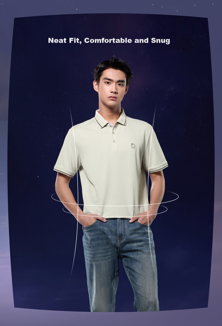 HLA Short-Sleeve Polo Shirt for Men, Three-Body Collaboration Series, Cool-Feeling Short-Sleeve Shirt for Men in Summer 9