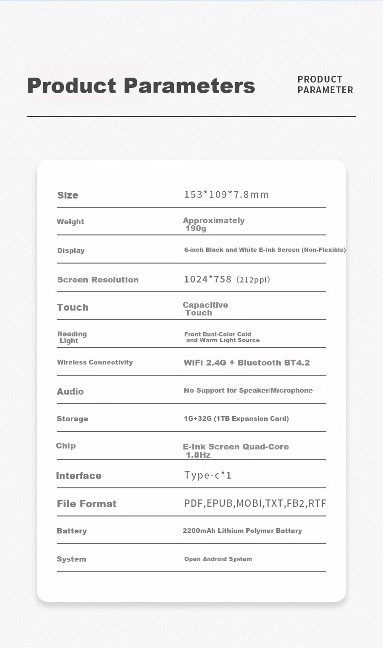SAMBADA 6-Inch E-Reader E-Ink Screen Tablet Quad-Core CPU 32GB Large Storage Portable Ebook Reader for Novels and Comics 10