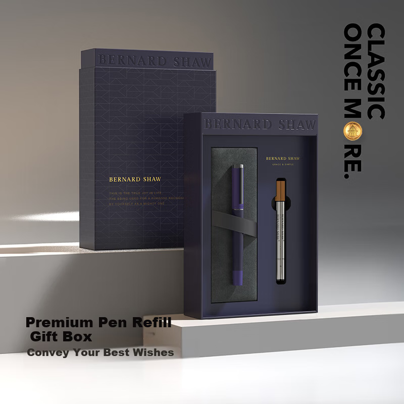 Bernard Shaw Lighthouse Luxury Twilight Purple Premium Ballpoint Pen Gift Set for Adults High-End Business Office
