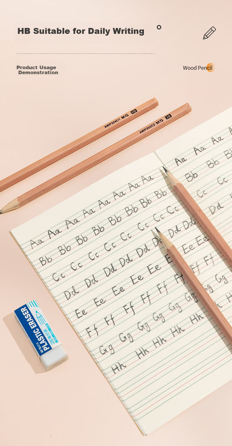 M&G Stationery HB Pencils, 30 Pieces, Natural Wood Triangular Pencils for Primary School Students, Drawing Pencils for Exam Writing And Summer Vacation Handwriting Practice AWPQ2324 5