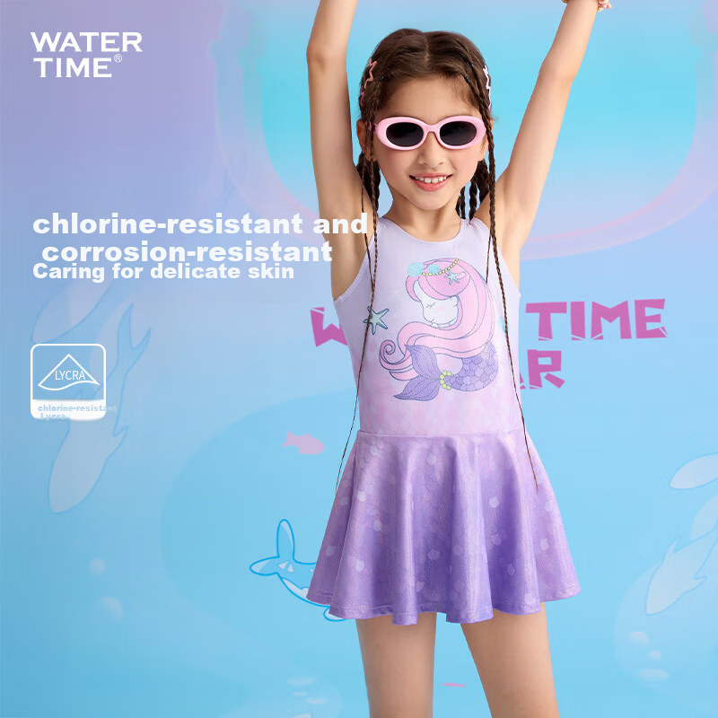 WATERTIME / Shuichuan Girls' Swimsuit 2025 New Kids' One-Piece Princess Skirt Swimwear UV Protection for Spa and Large Children