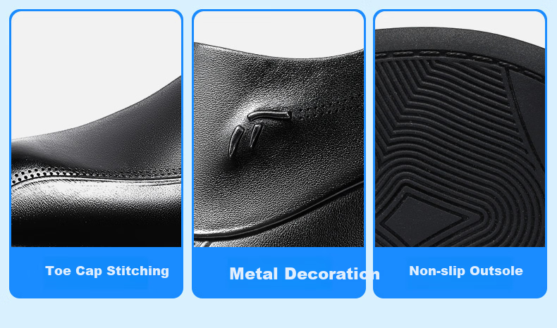 LAORENTOU Men's Leather Shoes, Casual Shoes for Spring And Autumn, Top-Grain Cowhide Business Formal Shoes, Slip-On British Style Men's Shoes, LA12276, Black, Size 44 5