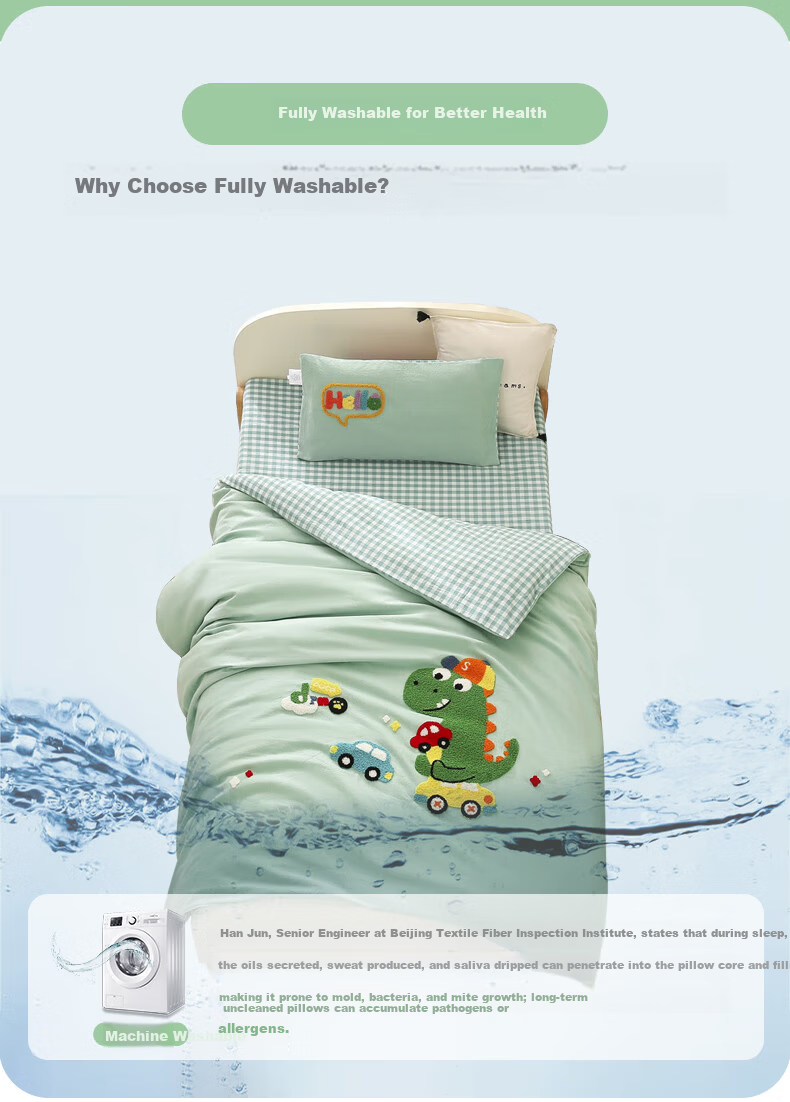 JaCe Kindergarten Quilt Washed Cotton Children's Four Seasons Student Quilt Set Three-Piece Carrot Little Rabbit 5