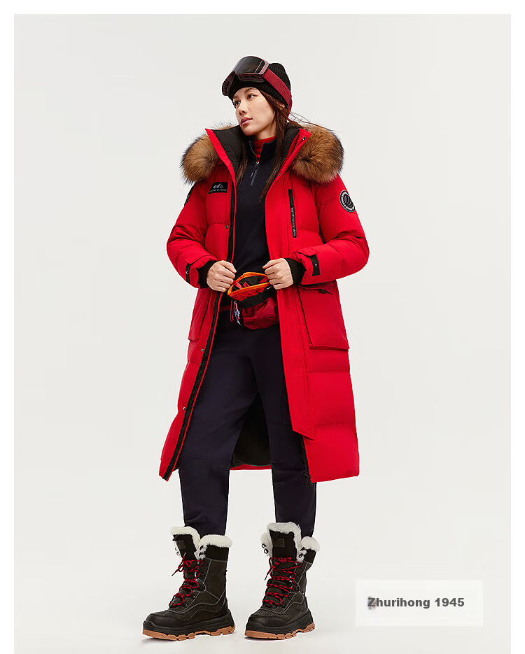Bosideng Off-Season Extreme Cold Goose Down Unisex Hooded Extra Long Fur Collar Mall Edition New Year Red Down Jacket 15