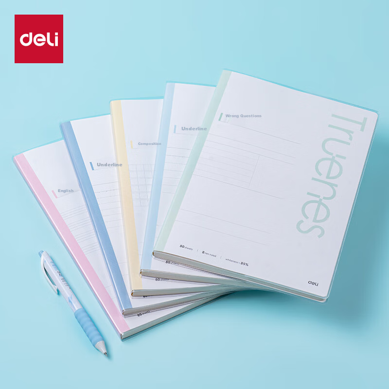Deli T1680-P 4-Pack 16K 80-Sheet Exercise Notebooks with Glue Binding and 8x8mm Grid Pages
