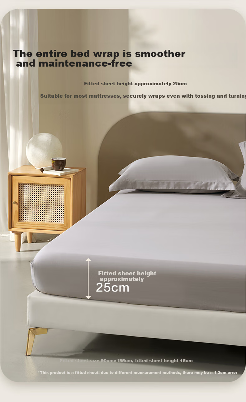 Bellees 100% Cotton Long-Staple Cotton Fitted Sheet Pure Cotton Mattress Cover Full Wrap Anti-Dirt Fitted Sheet 60S Long-Staple Cotton 9