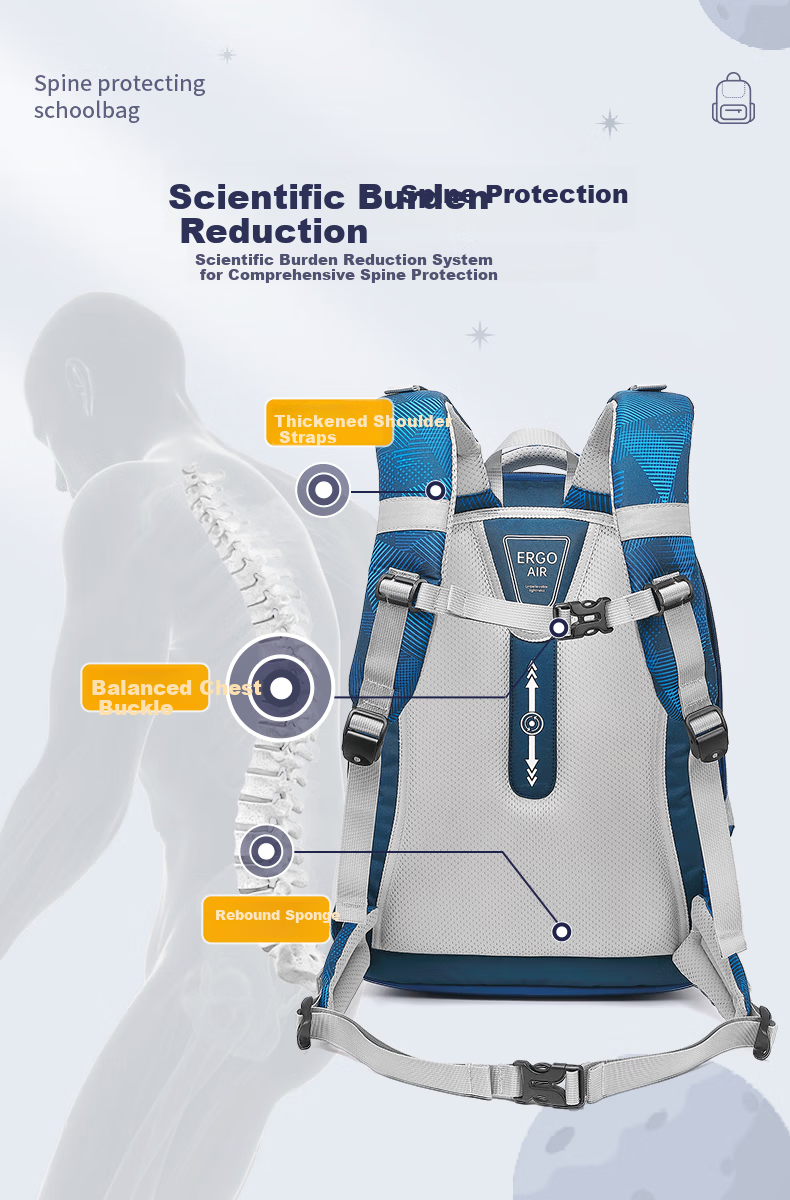Herder Large Capacity Middle and High School Student Backpack for Boys and Girls, Grades 7-12, Ergonomic Spine Protection, Expandable, Lightweight, Stylish Double Shoulder Bag 5