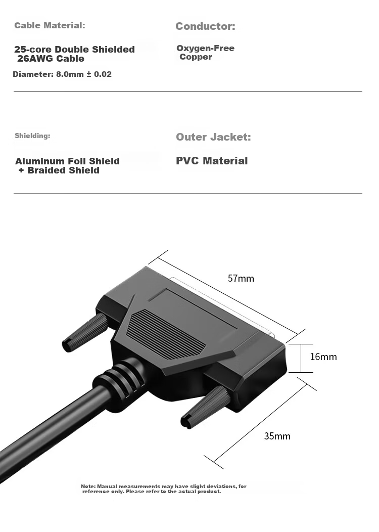 ZONWAN DB25 Male to Male Cable Industrial Grade 2 Rows 25-Pin Serial Parallel Printer Data Cable Shielded Anti-Interference 1 Meter ZW-DB25-01 7