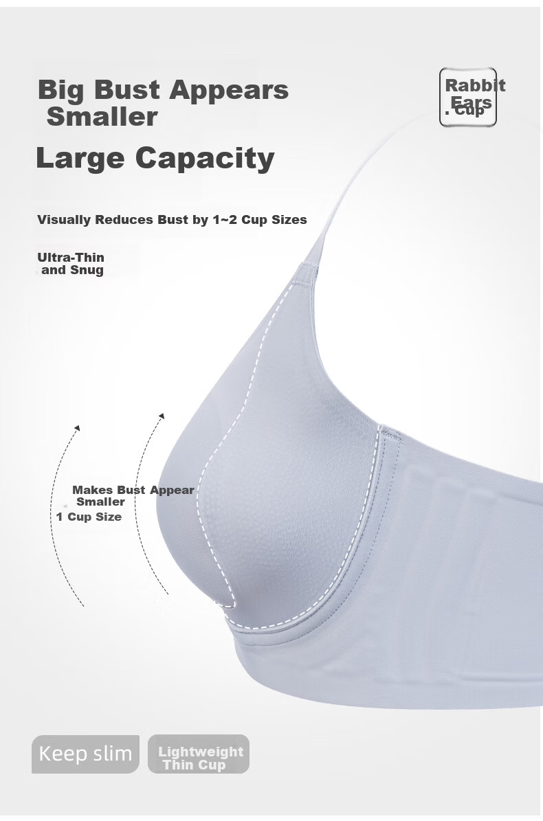 FINSEECH Seamless Lightweight Sports Bra Large Cup Minimizing Lifting Shaping Bra Light Gray Blue 90BCD 4