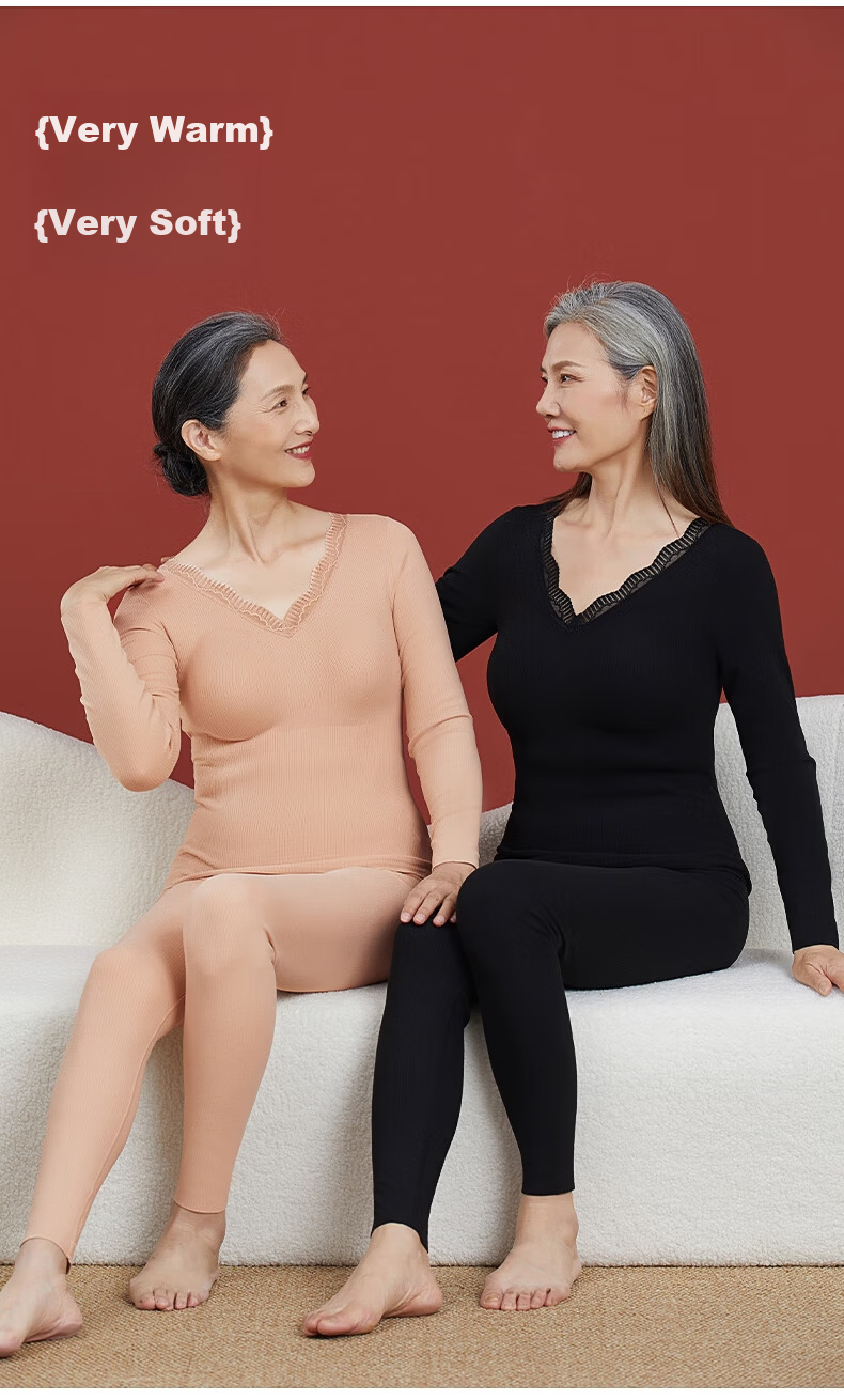 MiiOW Middle-aged and Elderly Women's Cashmere Silk Patch Warm Long Sleeve Top Mom 2025 New Wireless Bra Thermal Underwear 17