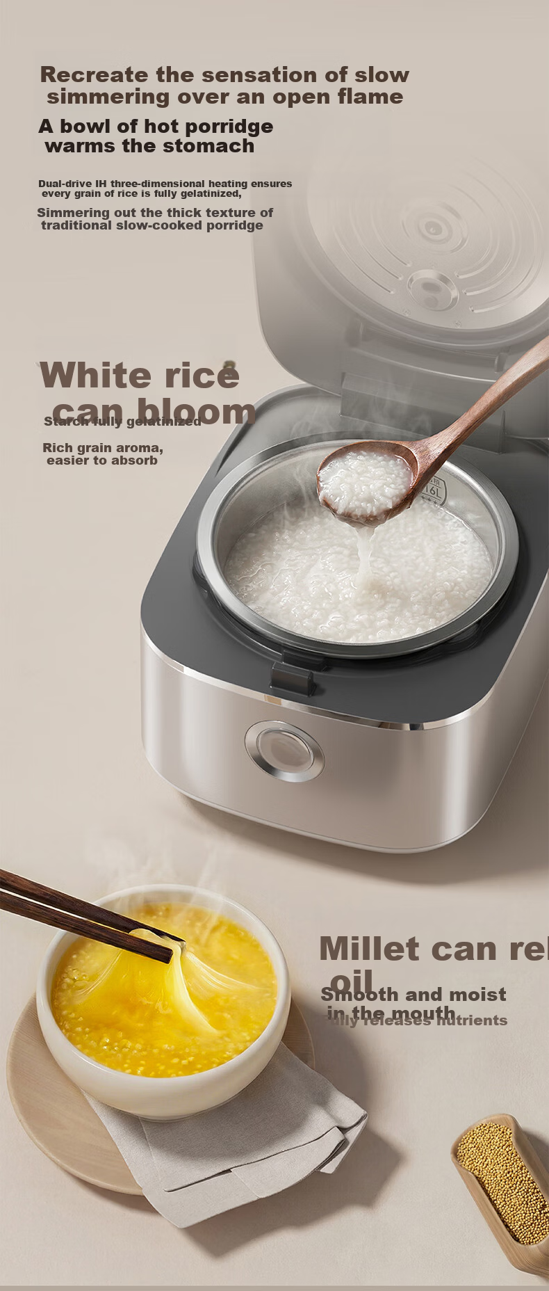 Joyoung Flagship Dual-Drive IH High-Purity Titanium 0-Coating Low-Sugar Rice Cooker 4L Stainless Steel Far-Infrared Air-Cooled Moisture Film 40N1U Pro2 13