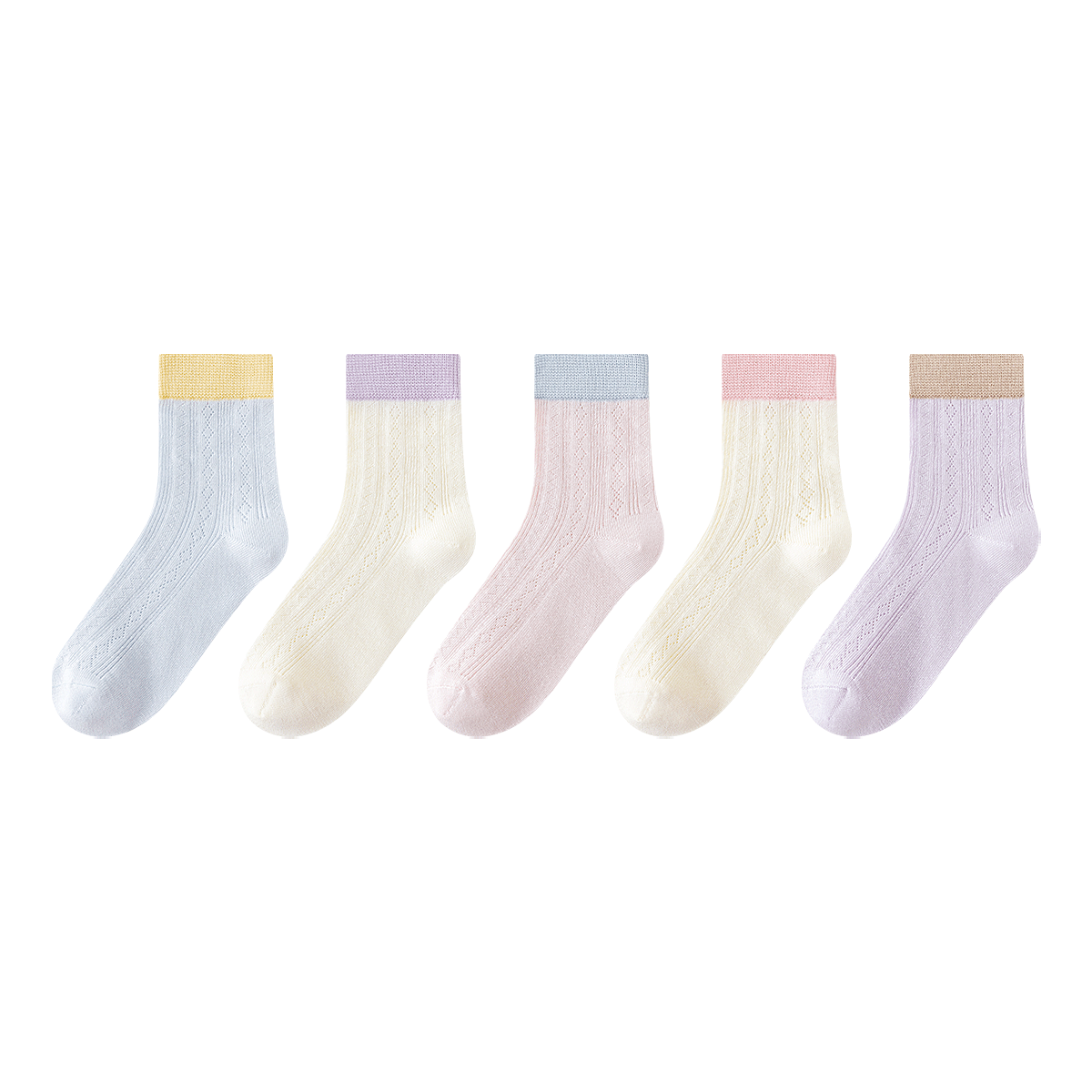 Little Pig Banner Children's Socks Summer Thin Mesh Breathable Combed Cotton Seamless Non-Binding Girls Socks Class A Antibacterial Deodorant Mid-Calf