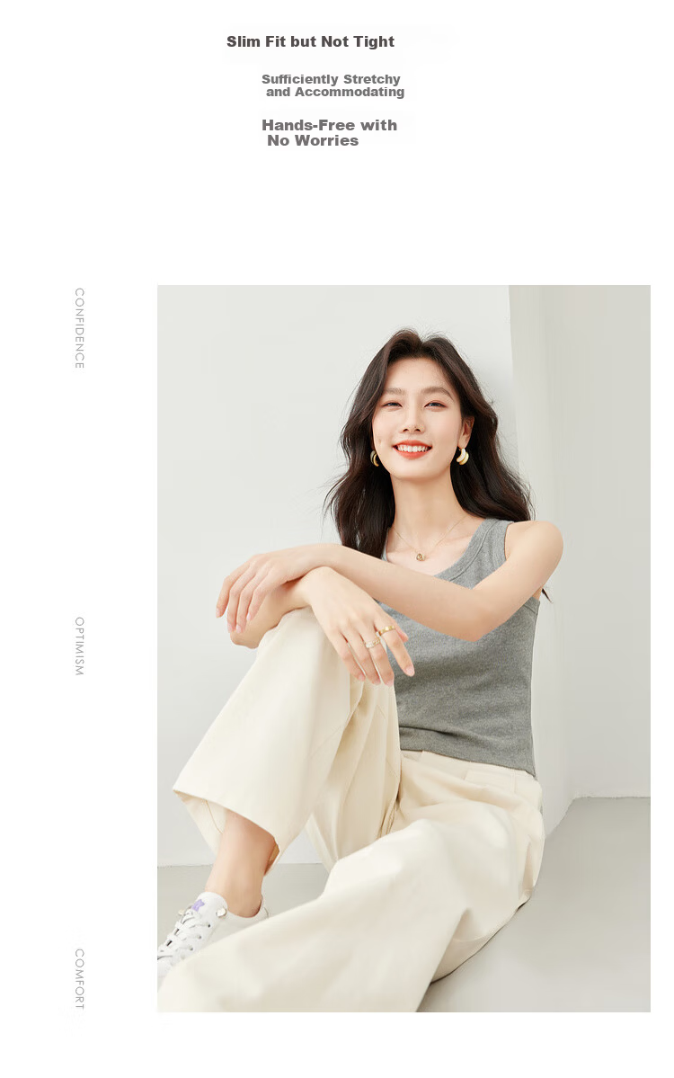 Fansiman White Tank Top Women's Inner Wear 2026 Summer Outerwear Slim Knit Top Apricot L 3