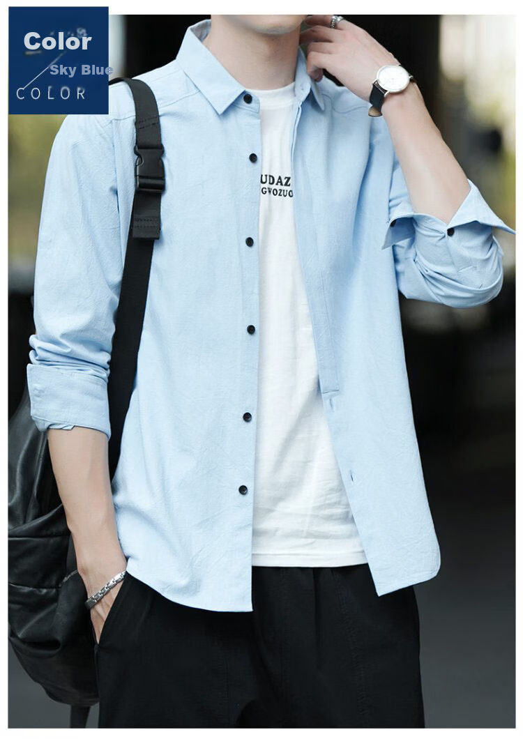 TUCANO Men's Casual Long Sleeve Shirt Loose Fit Spring Autumn Jacket Gray XL 11