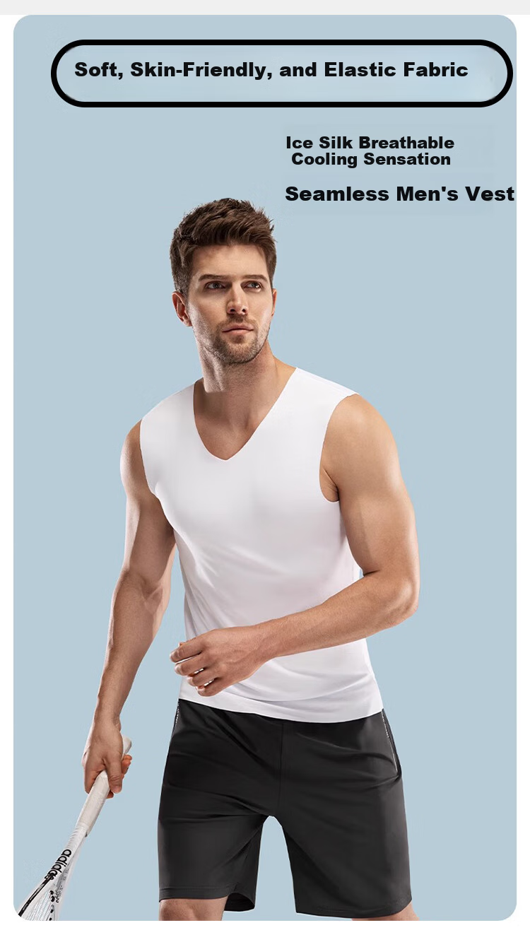 FitonTon 2-Pack Men's Modal Seamless Tank Tops Spring Summer Athletic Undershirts Racerback Sports Vests 1