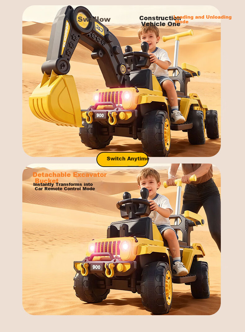 Feige Children's Excavator Electric Ride-On Vehicle for Kids Ages 1-8 Large Toy Car Fully Electric 9