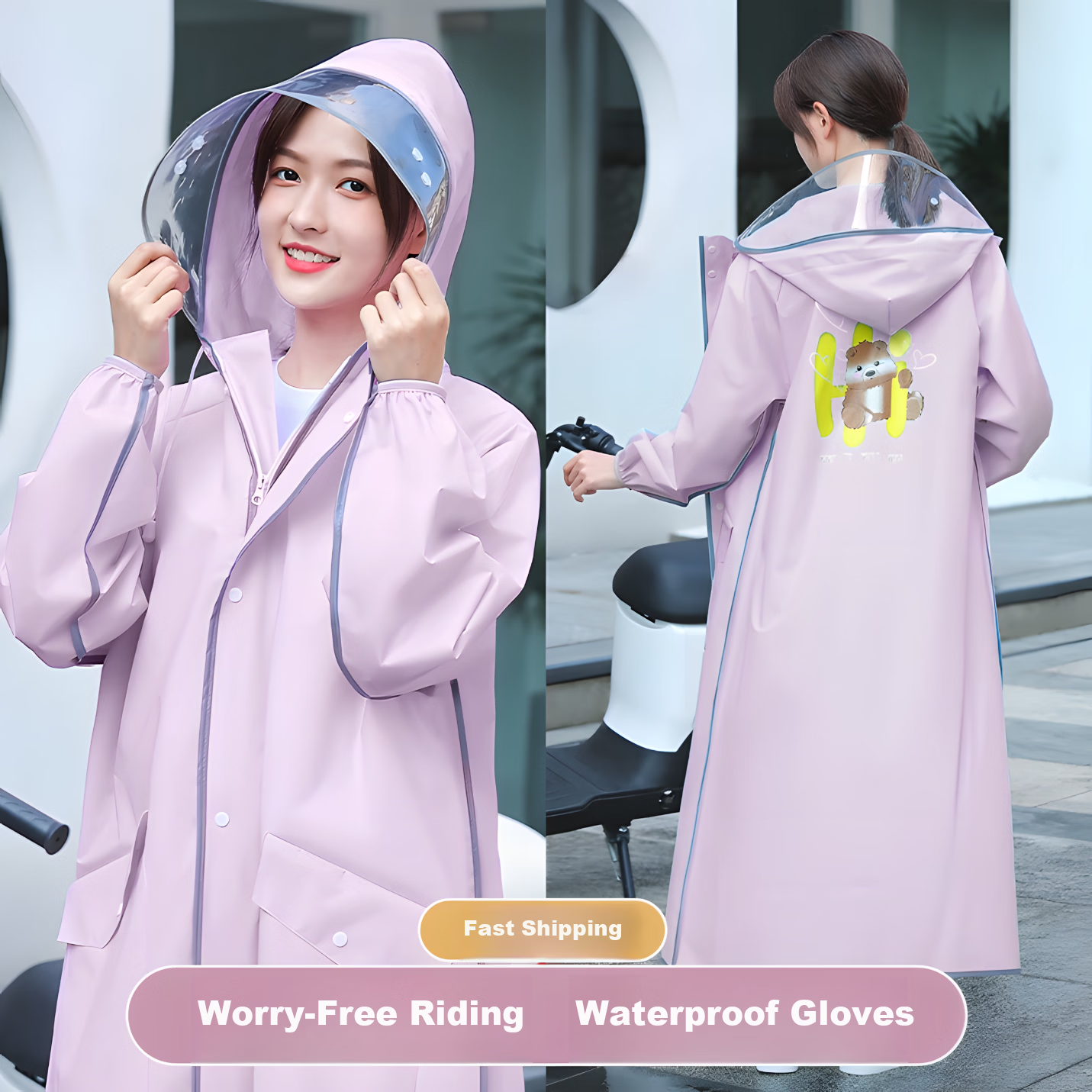 Beimei Women's Long Full-Body Raincoat Thickened Adult Single-Person Electric Scooter Rain Poncho