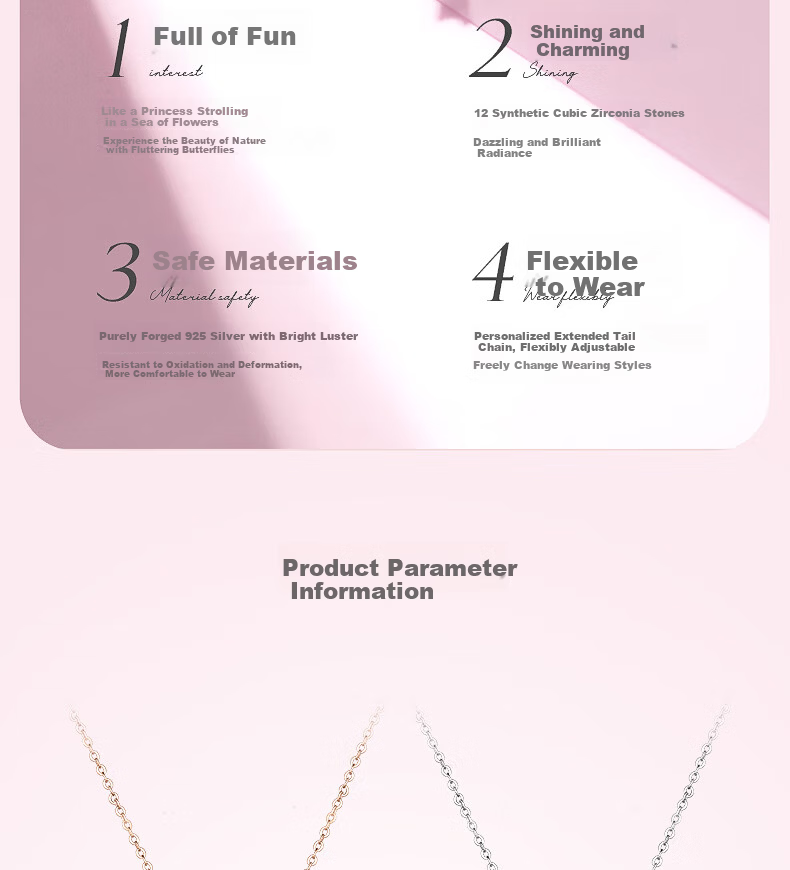Disney Princess Series Floral Butterfly Promise Necklace and Earrings Set Gift Box Luxury Niche 38 Women's Day Gift for Girlfriend 7