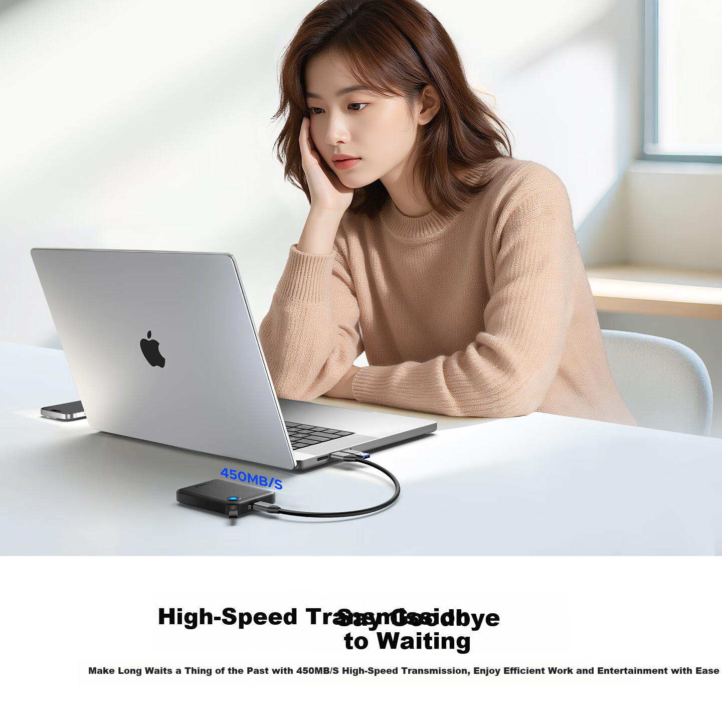 ORICO 512GB Portable SSD Type-C USB 3.2 High-Speed External Solid State Drive for Mobile Phone Laptop Office Expansion Storage Compact Portable B5PLUS-VB