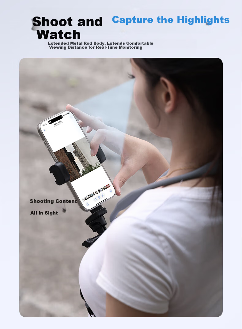 JIAHUACAI Neck Mount Bracket First-Person POV Chest-Mounted Vlog Live Outdoor Fishing Cycling Stabilizer Compatible with GoPro 13 12 DJI Pocket 3 Action 5 Pro 3