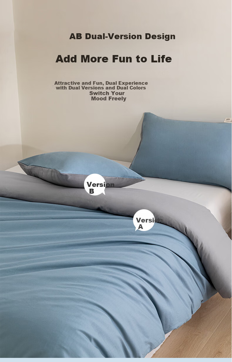 Hengyuanxiang 100% Cotton Quilt Cover Single Piece A-Class Antibacterial Bedding Duvet Cover Sky Blue 1.5*2m 6