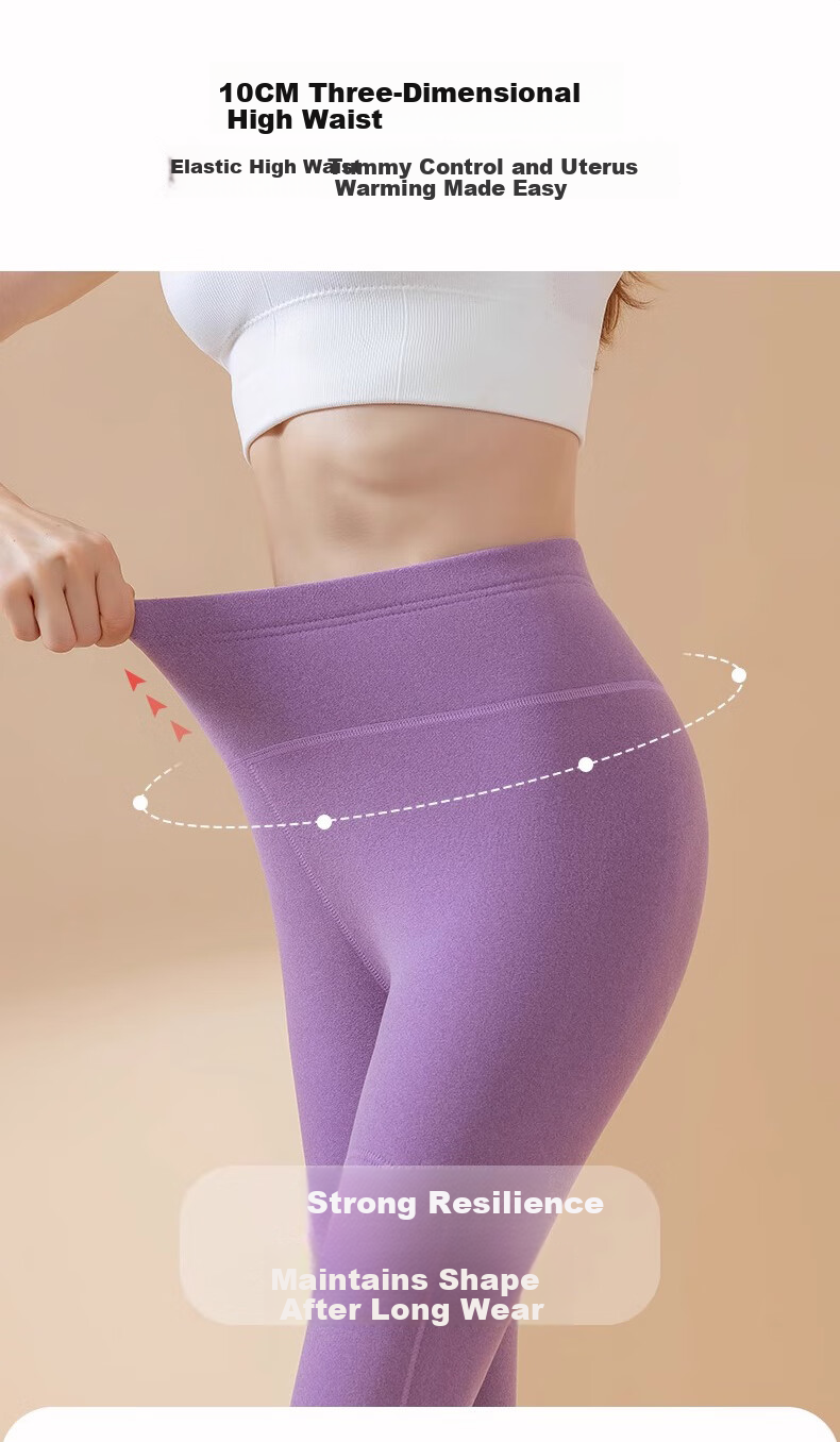 LangSha Women's High-Waist Fleece-Lined Thermal Leggings Thickened Knee Patch Lambswool Extra Warm Cold-Resistant Cotton Pants 6