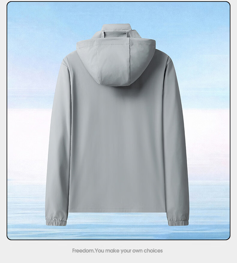 ROMON Men's Summer Thin Ice Silk Quick-Dry Sun Protection Jacket Outdoor Breathable Skin Jacket 9968 Smoke Gray 2XL 18