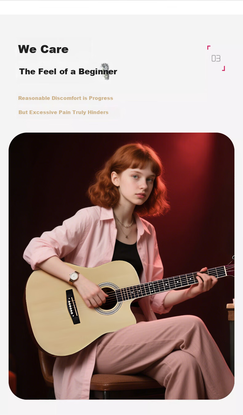 Maner Musical Instruments 38-inch Acoustic Guitar Beginner Folk Guitar Western String Instrument with Full Accessories Natural Wood Color 6