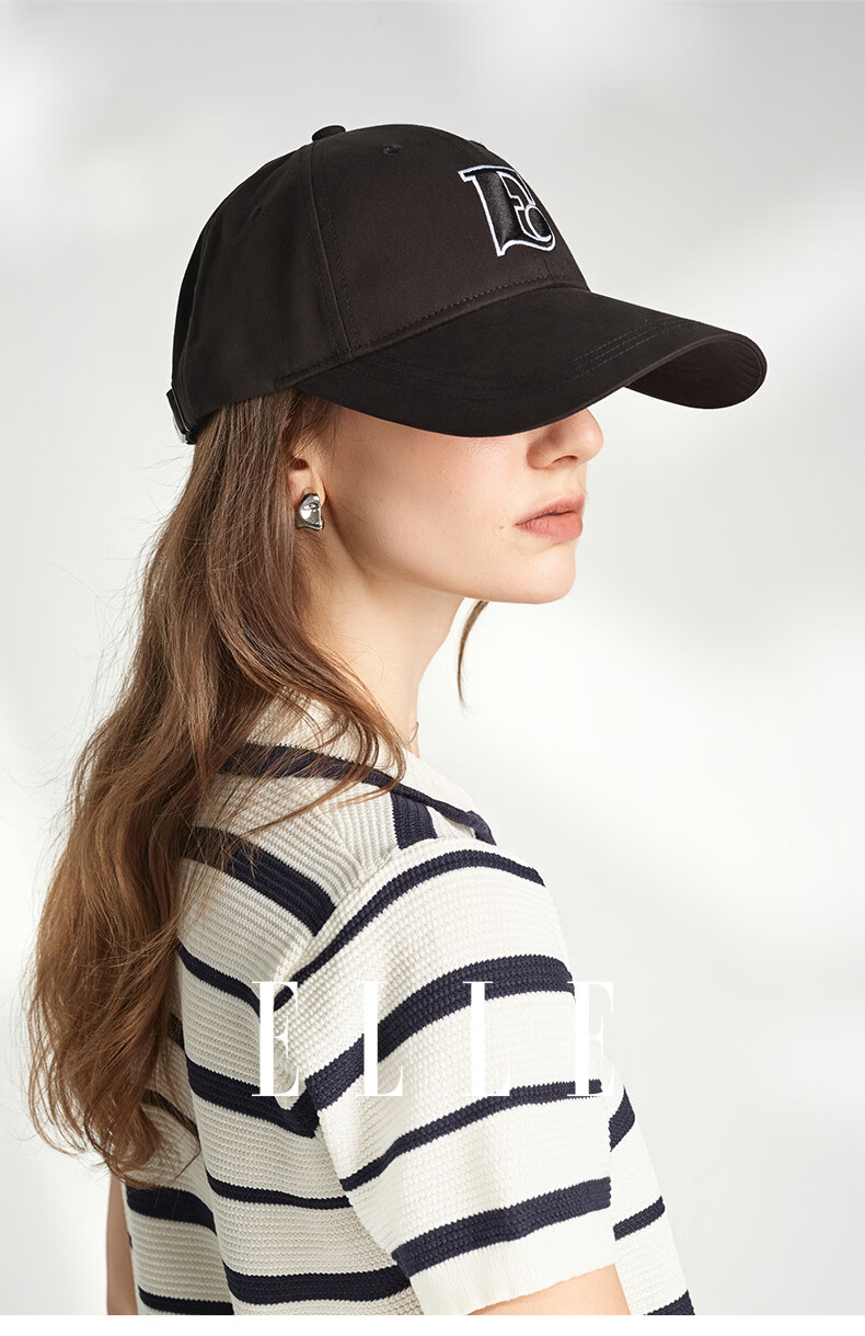 ELLE Oversized Baseball Cap Women Fashion Embroidered Duckbill Hat Outdoor Sun Protection Unisex 23