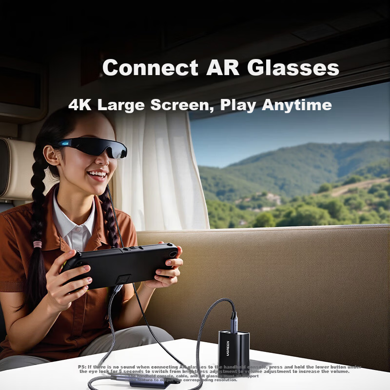 UGREEN Type-C Dock AR Glasses Converter 4K 240Hz Expansion Dock C-Port Screen Casting Thunderbolt Hub for Huawei Apple Mac Laptop Phone Foldable Screen