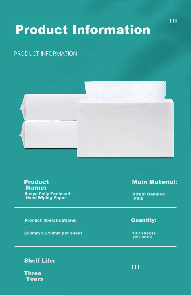 Ruoyu Commercial Hand Paper Bathroom Facial Tissue 1-Ply 130 Sheets * 20 Packs Absorbent Oil-Absorbing Hotel Kitchen Bulk Wholesale 1