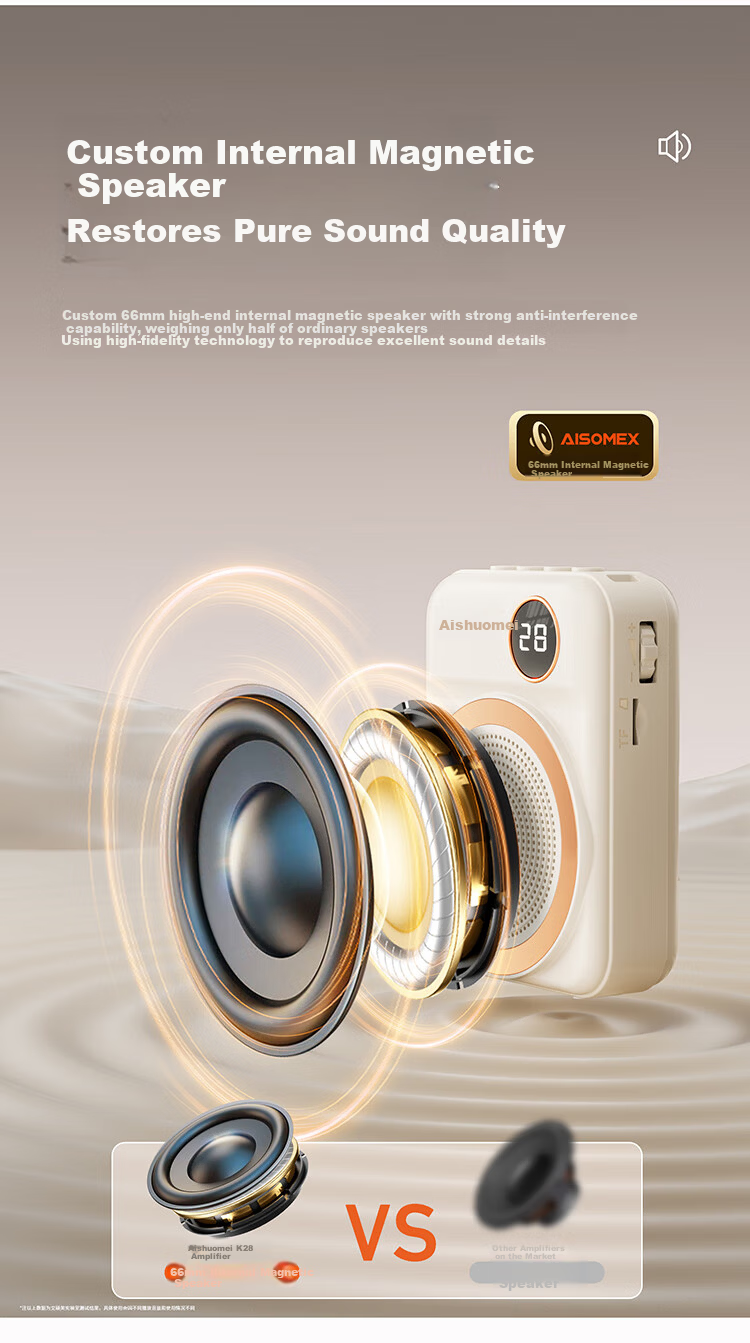 Aishuomei K28 Wireless Mini Amplifier Teacher's Classroom Microphone Outdoor Tour Guide Portable Speaker Off-White 3